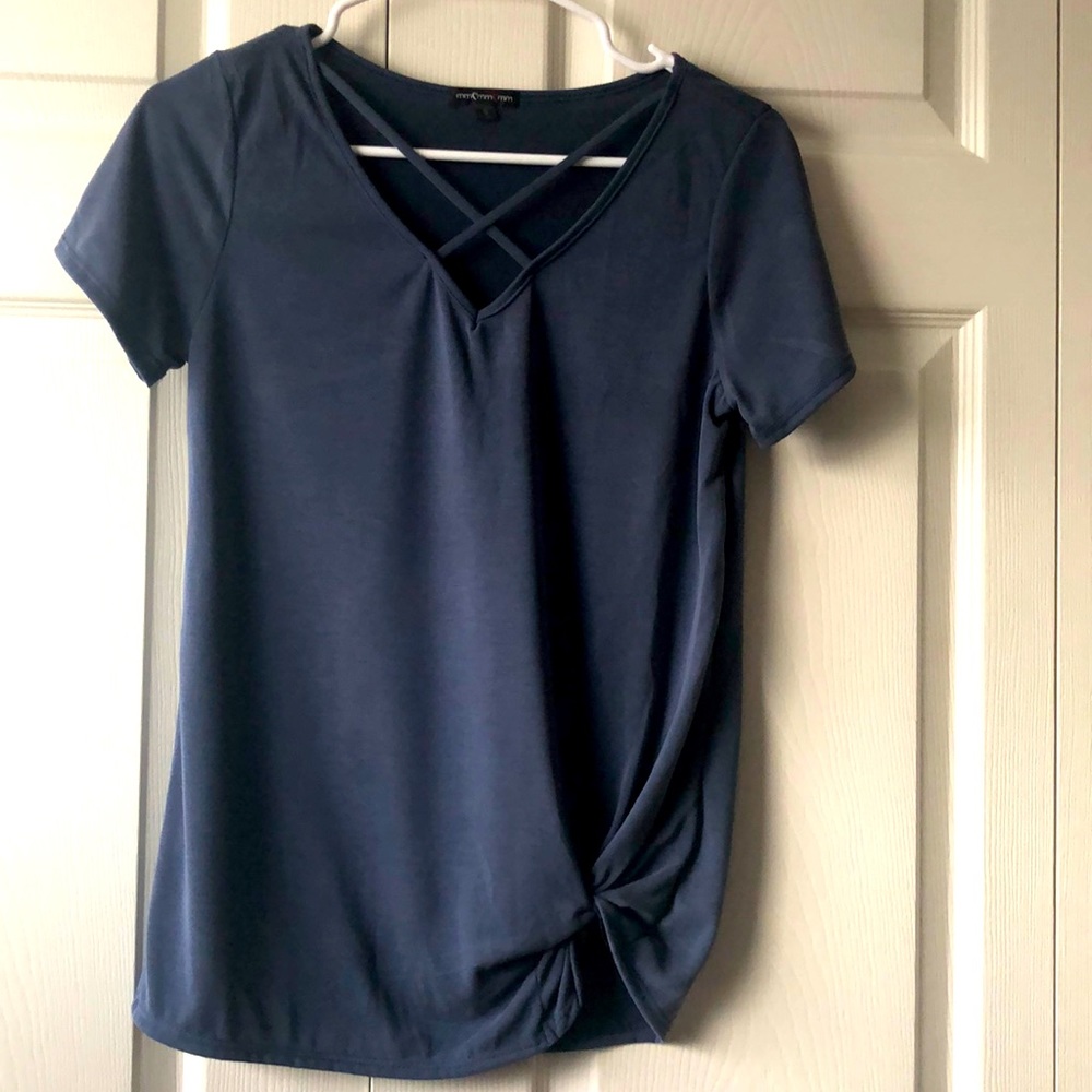 mmmmmm Blue Knot Twist Front Top Sz S